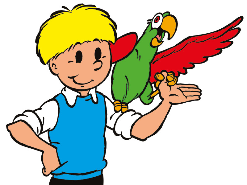 jommeke-hauptfigur-mit-flip-dem-sprechenden-papagei