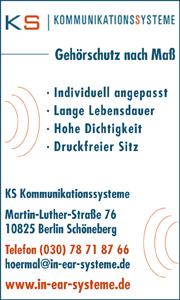 KS Kommunikationssysteme Gehörschutz nach Maß Individuell angepasst, Lange Lebensdauer, Hohe Dichtigkeit, Druckfreier Sitz, Berlin Schöneberg