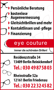 eye couture in Berlin Reinickendorf und Friedenau