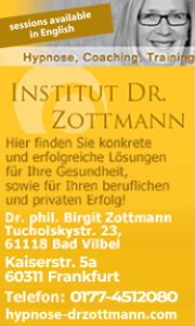 Hypnose, Coaching, Training, Institut Dr. Zottmann. Hier finden Sie konkrete und erfogreiche Lösungen für Ihre Gesundheit, sowie Ihren beruflichen Erfolg. Dr. phil. Birgit Zottmann