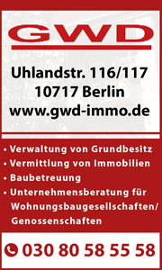 GWD Berlin, Verwaltung von Grundbesitz, Vermittlung von Immobilien, Baubetreuung, Unternehmensberatung für Wohnungsbaugesellschaften/Genossenschaften